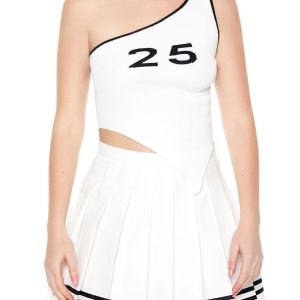 Sweater-Knit One-Shoulder Top