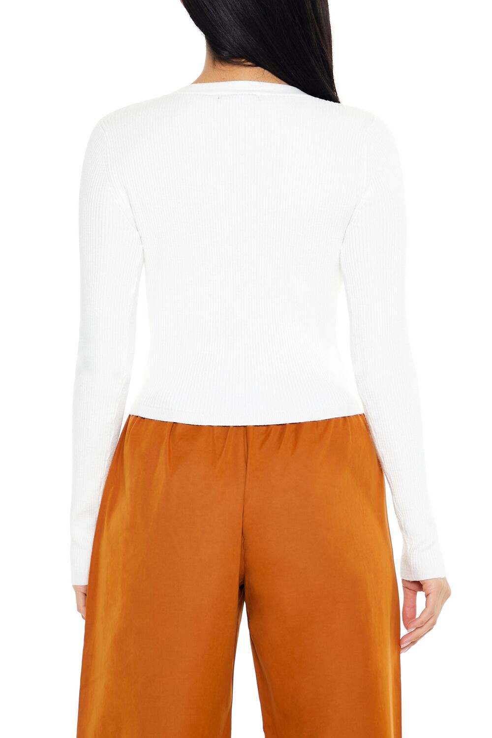 Fitted Rib-Knit Cardigan Sweater - Image 5