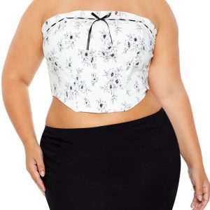 Plus Size Floral Print Tube Top
