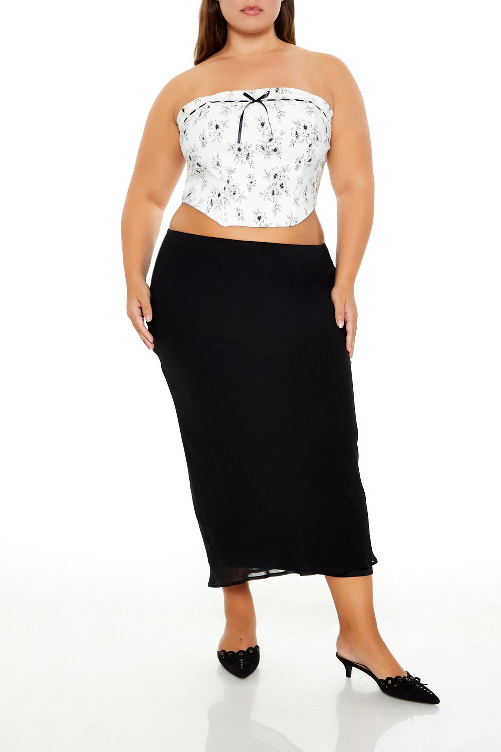 Plus Size Floral Print Tube Top - Image 2