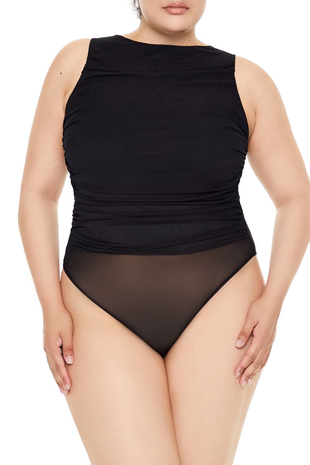 Plus Size Sheer Mesh Bodysuit - Image 2
