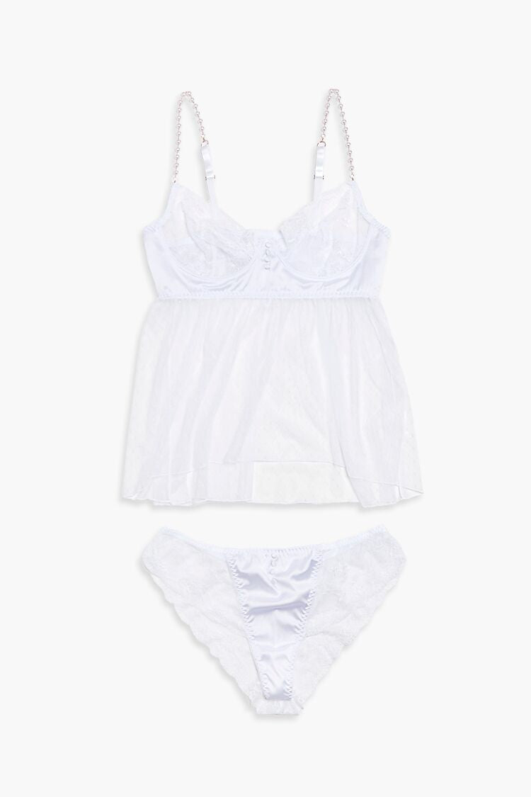 Plus Size Mesh Lingerie Cami & Panty Set