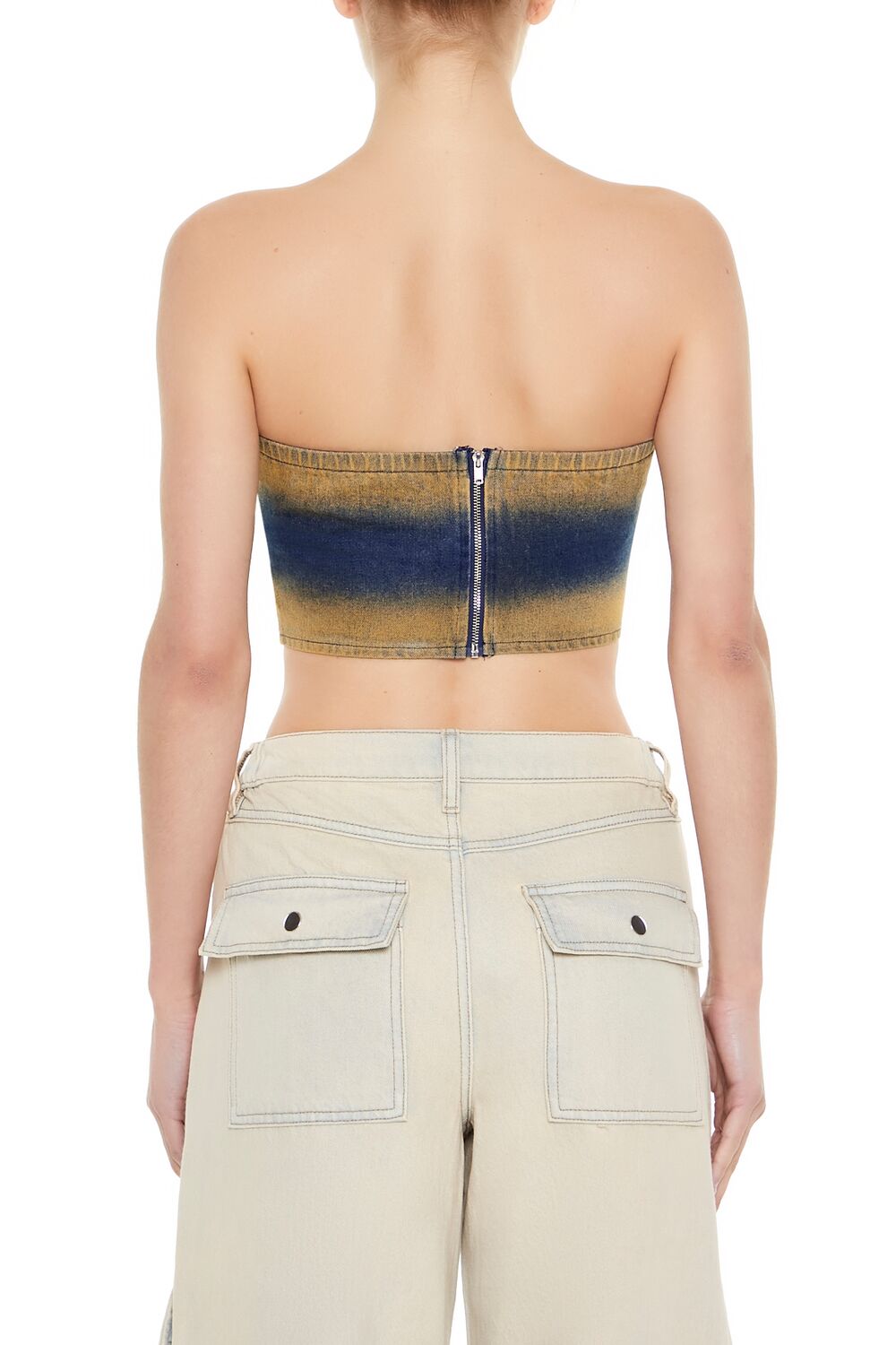 Sandblasted Denim Tube Crop Top - Image 6