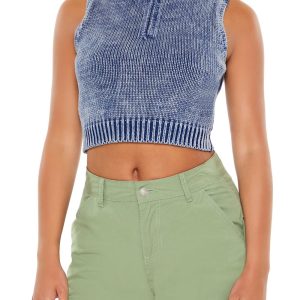 Cropped Half-Zip Sweater Vest