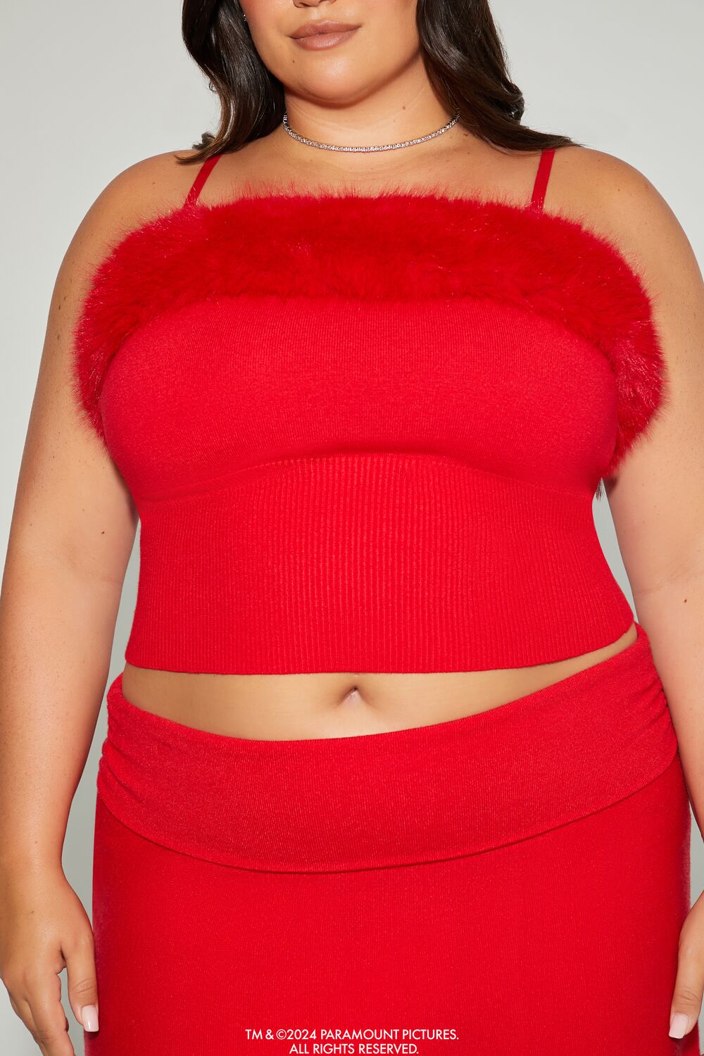 Plus Size Mean Girls Faux Fur Sweater-Knit Cami - Image 3