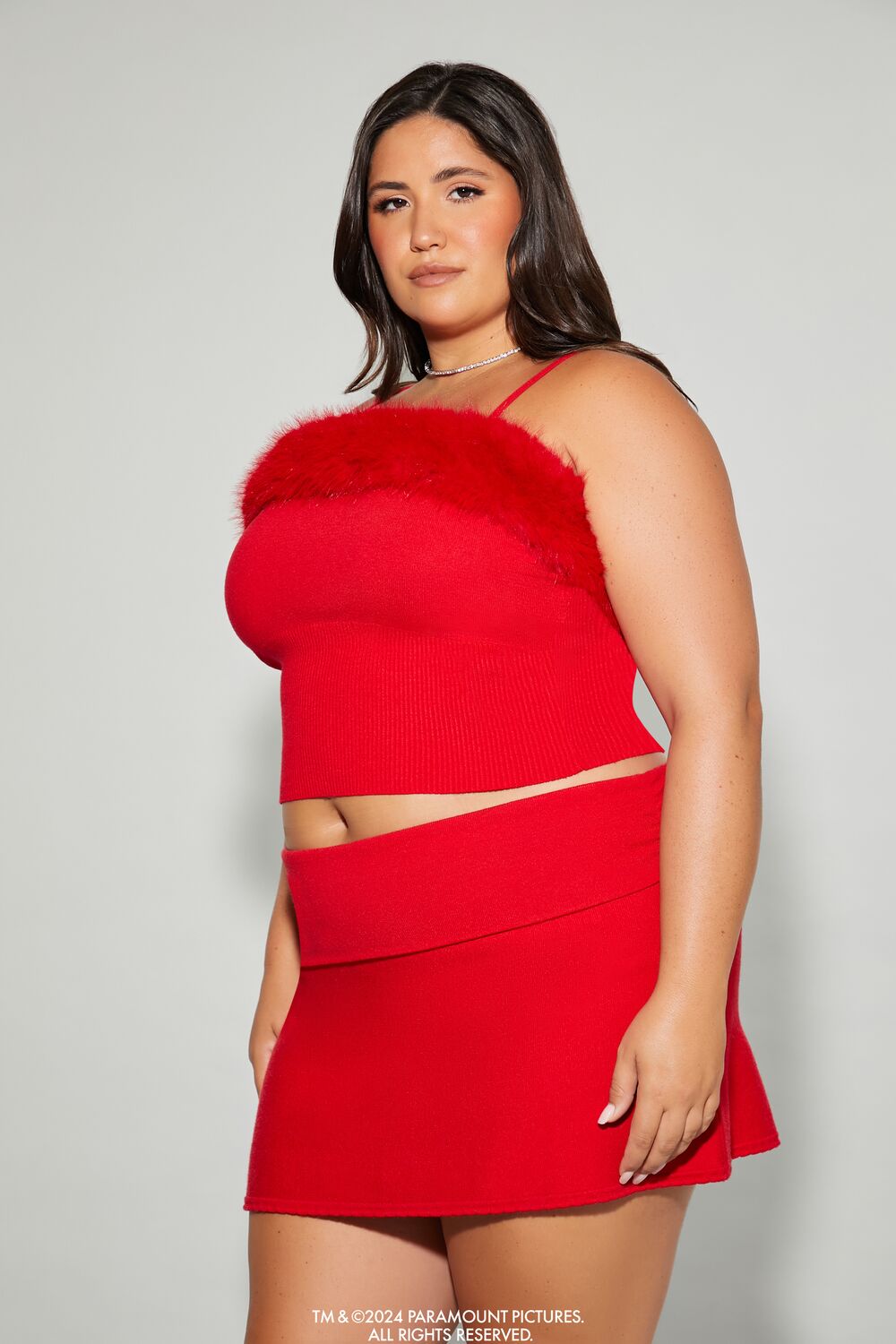 Plus Size Mean Girls Faux Fur Sweater-Knit Cami - Image 4