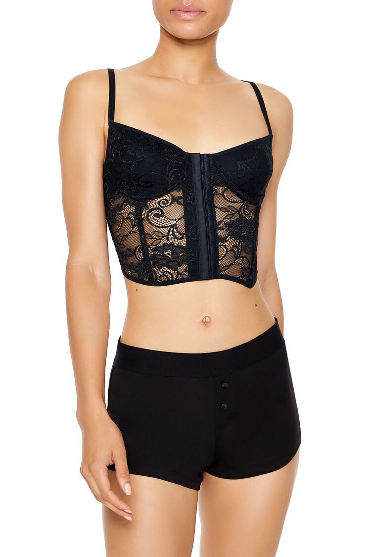 Sheer Lace Underwire Corset Bra
