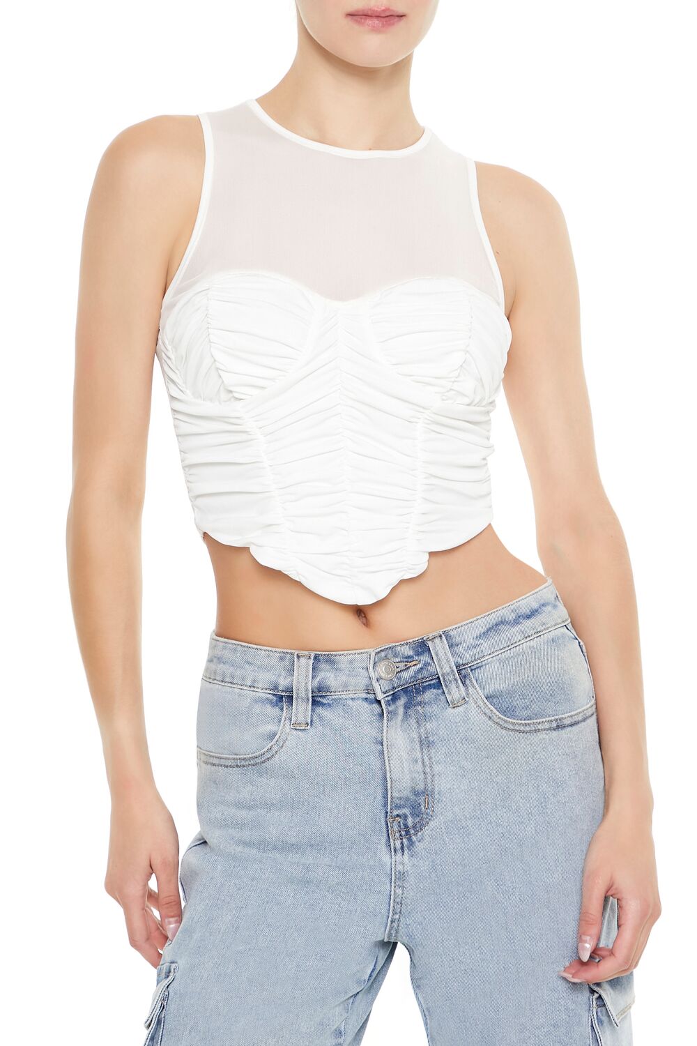 Ruched V-Hem Crop Top - Image 7