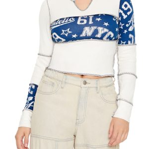 Colorblock Split-Neck Crop Top