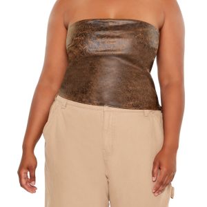 Plus Size Faux Leather Tube Top