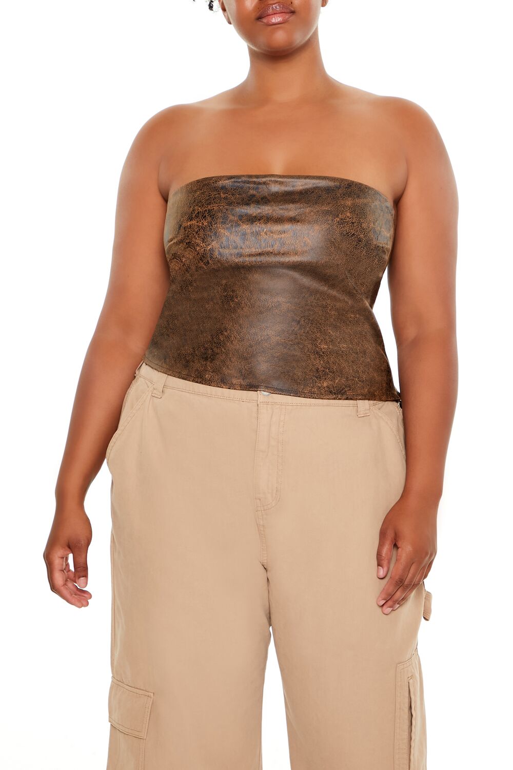 Plus Size Faux Leather Tube Top