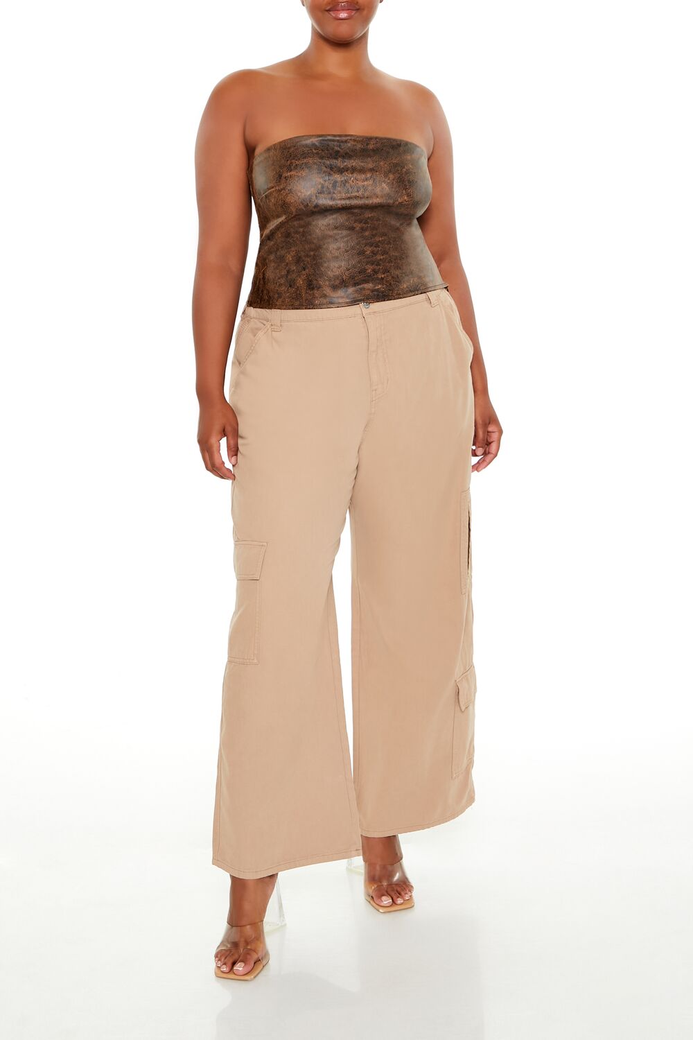 Plus Size Faux Leather Tube Top - Image 2