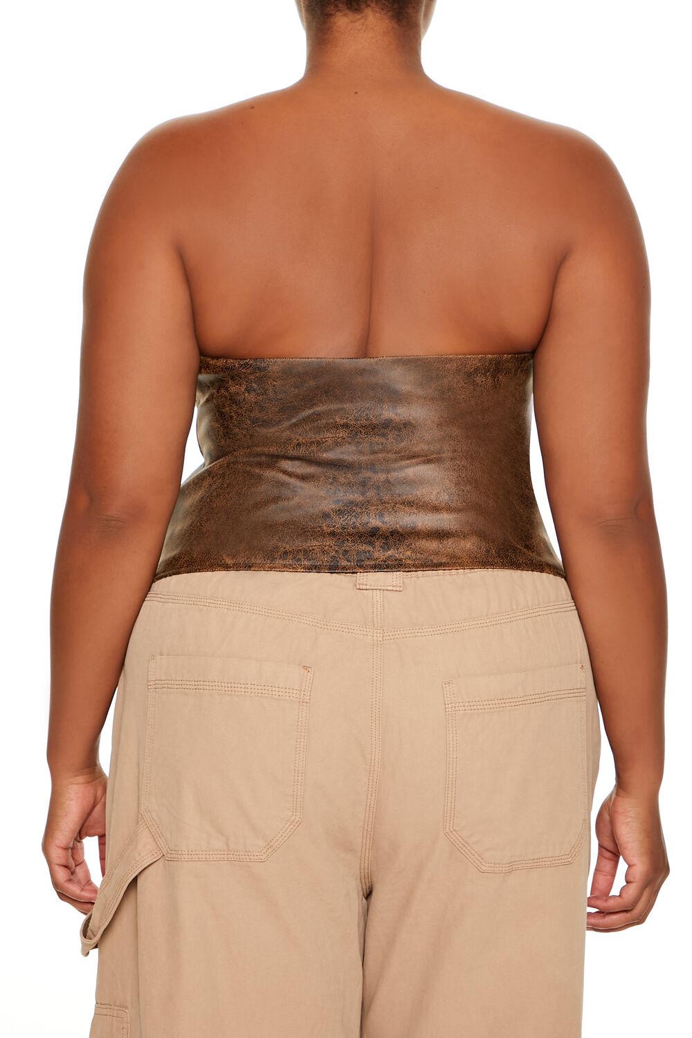 Plus Size Faux Leather Tube Top - Image 4