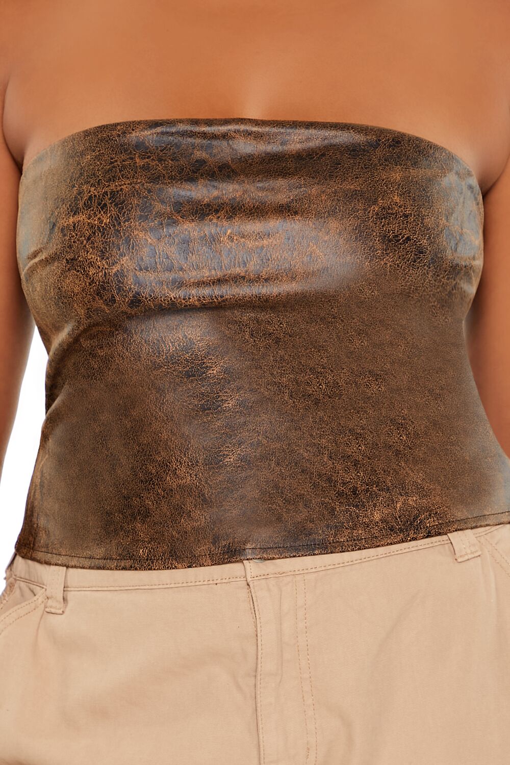 Plus Size Faux Leather Tube Top - Image 5