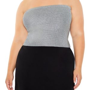 Plus Size Metallic Tube Top