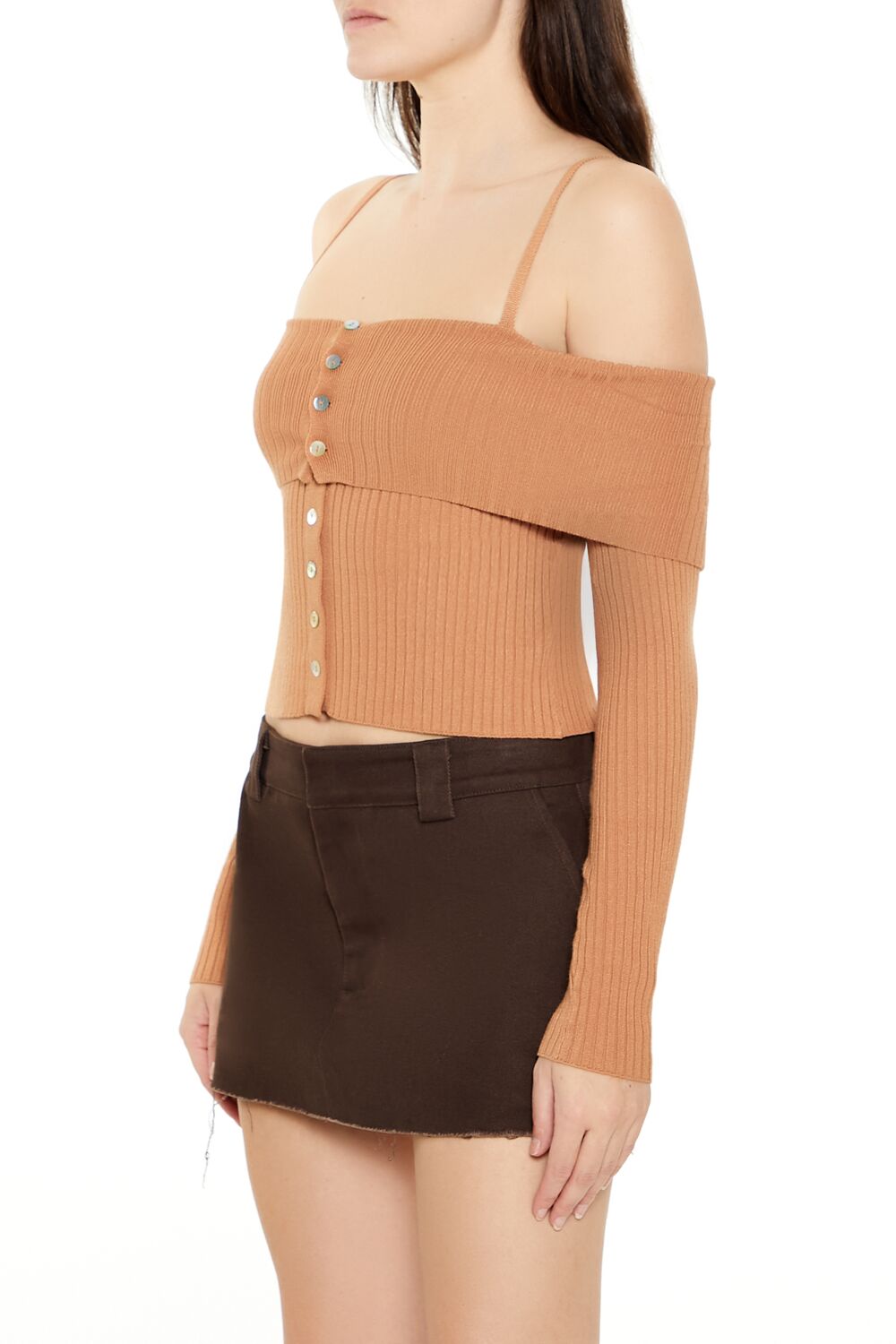 Open-Shoulder Sweater-Knit Crop Top - Image 4