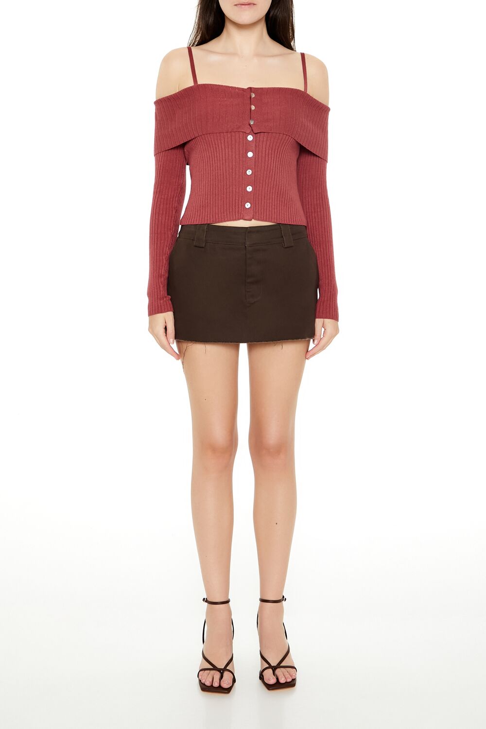 Open-Shoulder Sweater-Knit Crop Top - Image 7
