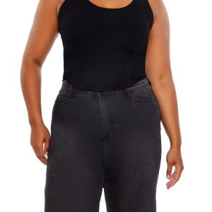 Plus Size Sweater-Knit Corset Tank Top