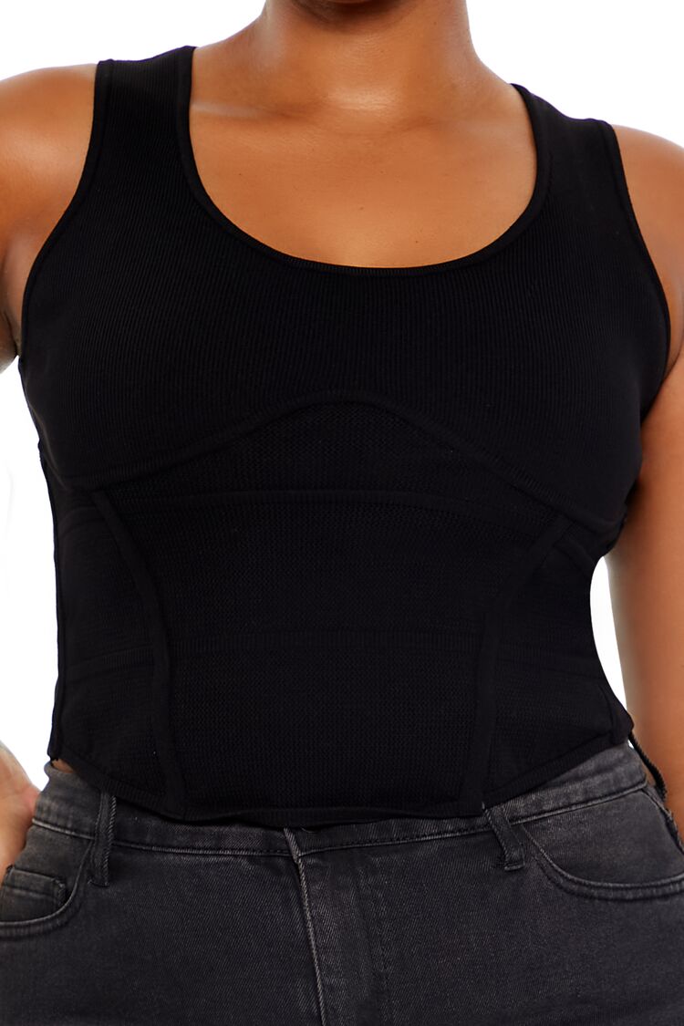 Plus Size Sweater-Knit Corset Tank Top - Image 3