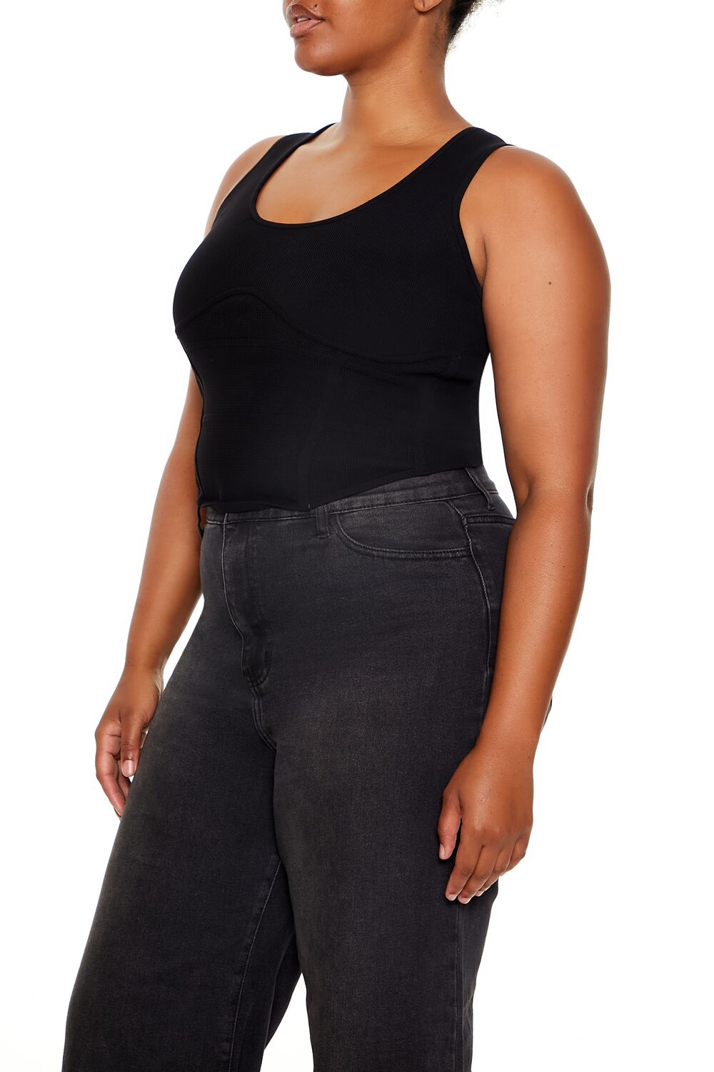 Plus Size Sweater-Knit Corset Tank Top - Image 4