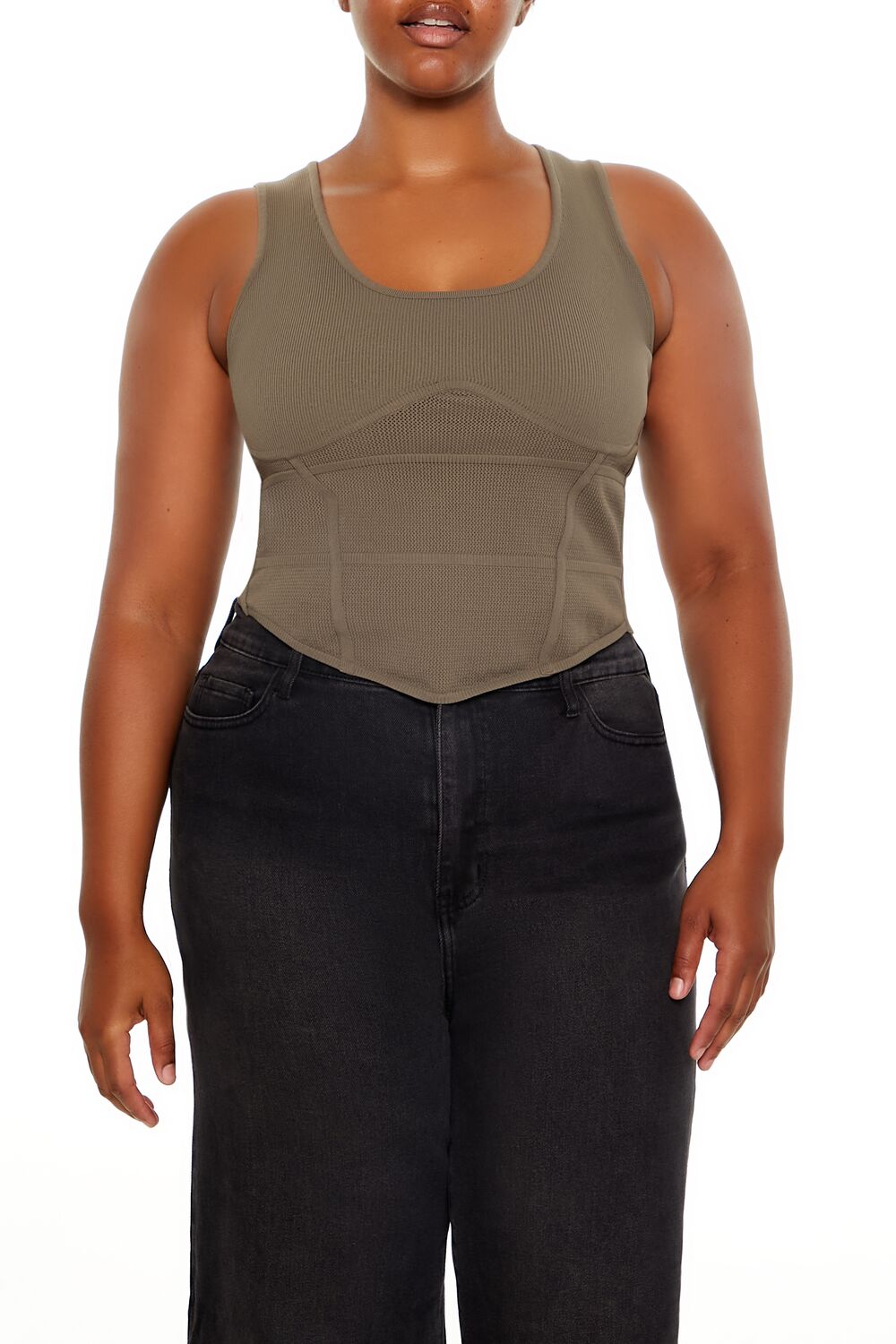 Plus Size Sweater-Knit Corset Tank Top - Image 6