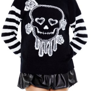 Floral Skull Graphic Sweater