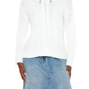 Lace-Back Cable Knit Sweater