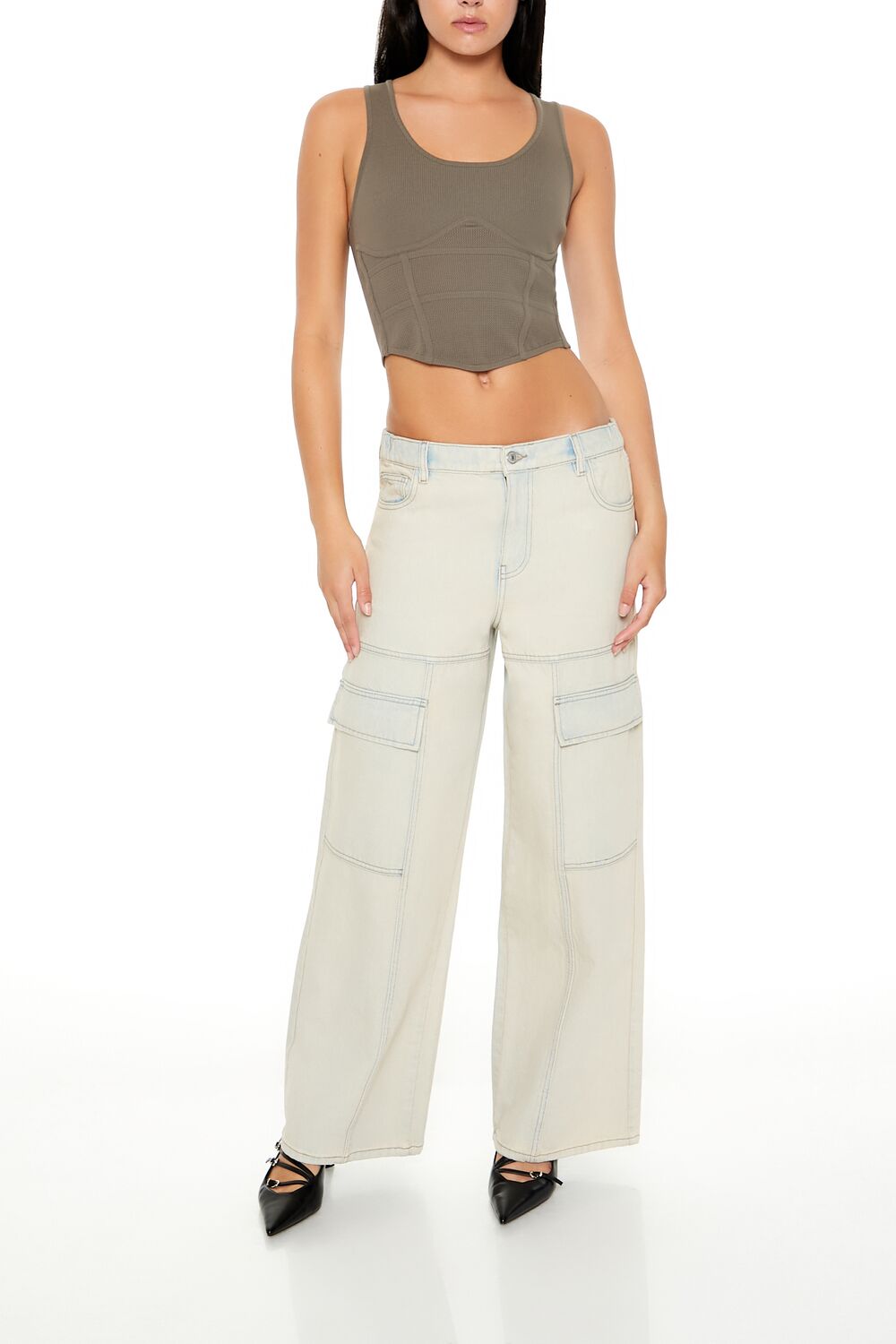 Sweater-Knit Corset Tank Top - Image 3