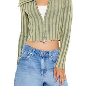 Cropped Zip-Up Sweater