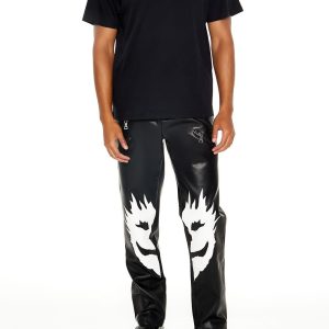Split Face Faux Leather Pants