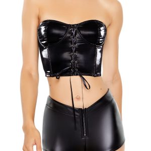 Faux Leather Lingerie Tube Top