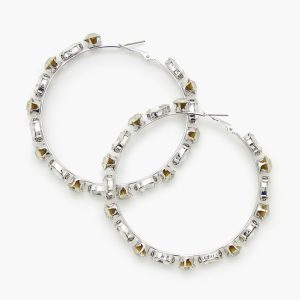 Faux Gem Hoop Earrings