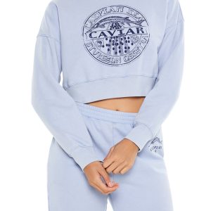 Caviar Graphic Cropped Pullover