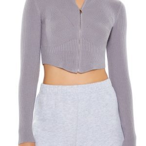Cropped Zip-Up Sweater