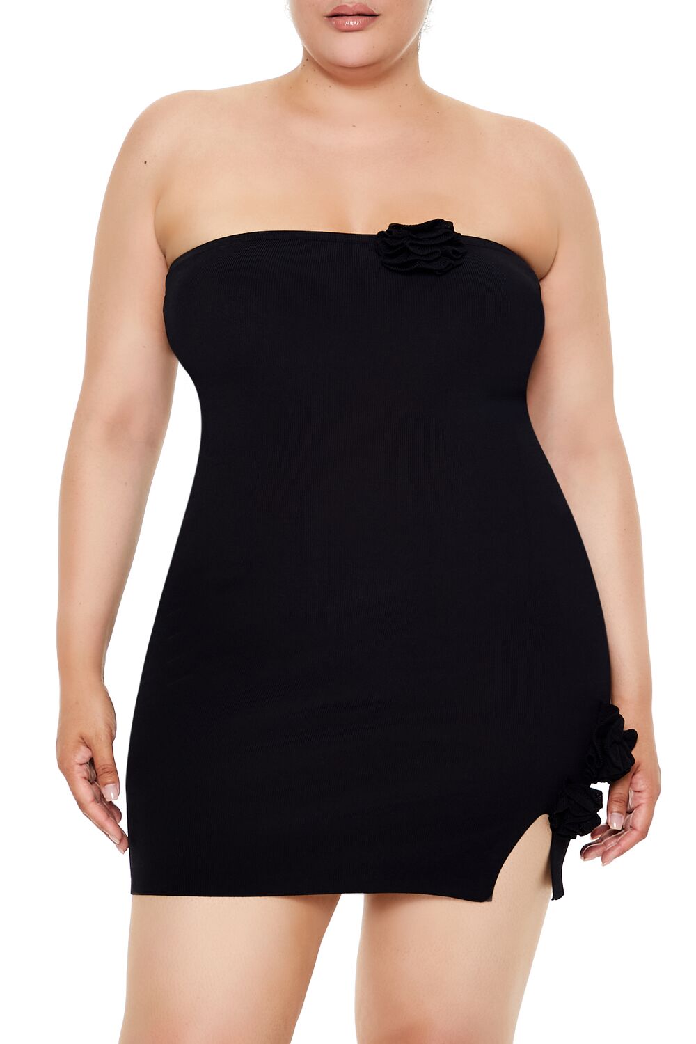 Plus Size Rosette Tube Mini Sweater Dress - Image 6