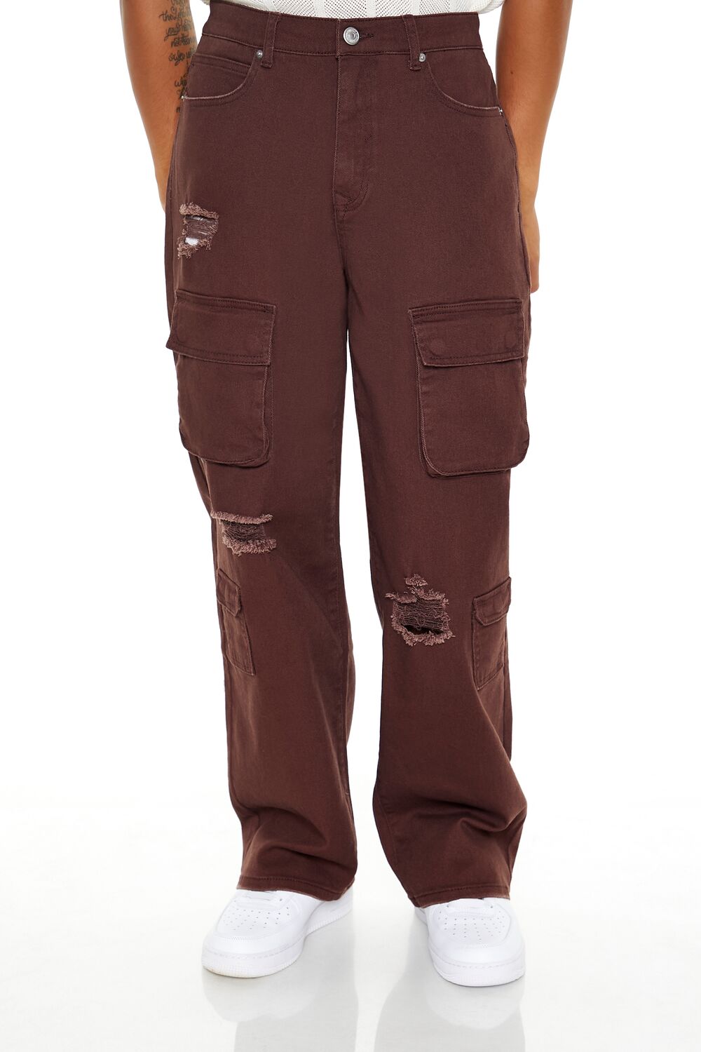 Distressed Mid-Rise Cargo Jeans - Image 2