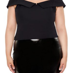 Plus Size Open-Shoulder Top