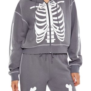 Skeleton Graphic Zip-Up Hoodie
