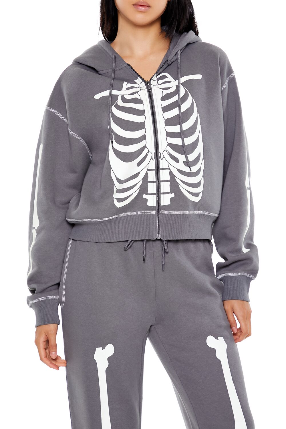 Skeleton Graphic Zip-Up Hoodie
