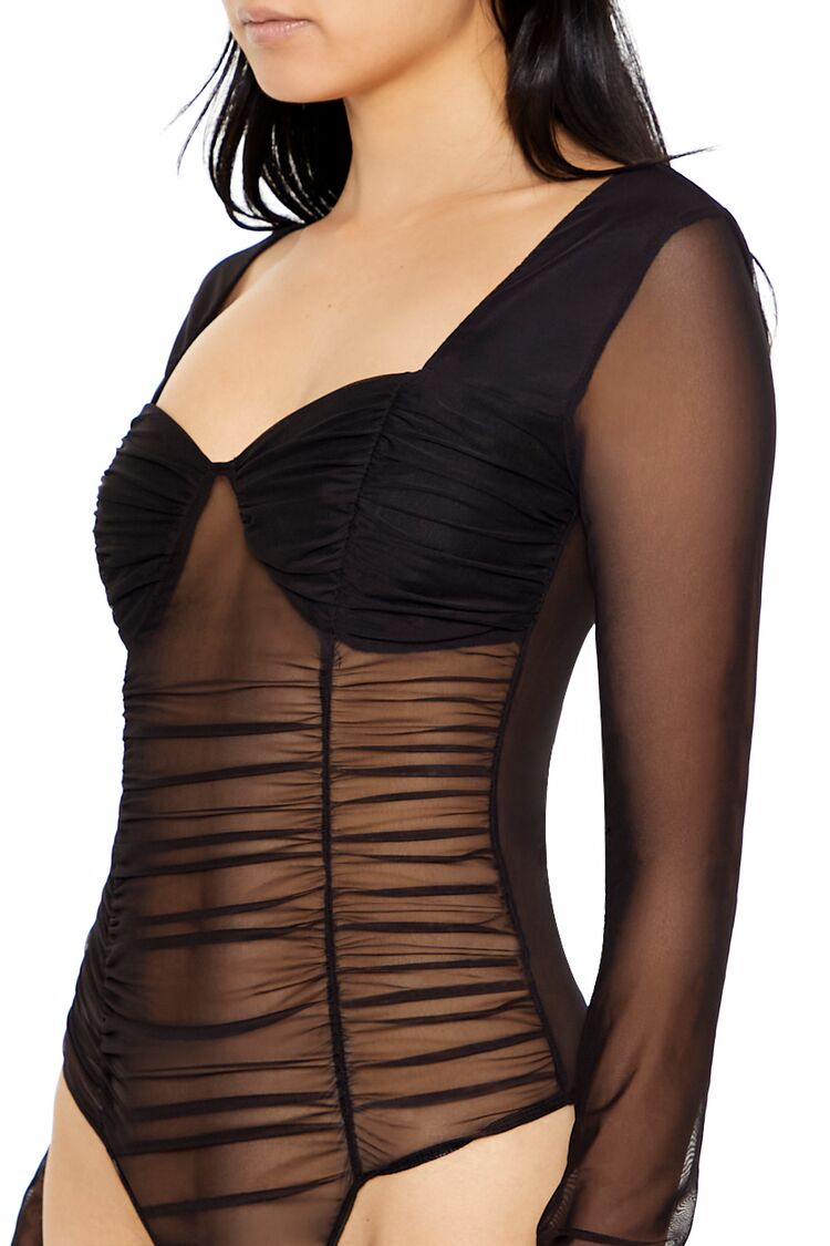 Sheer Mesh Sweetheart Bodysuit - Image 3