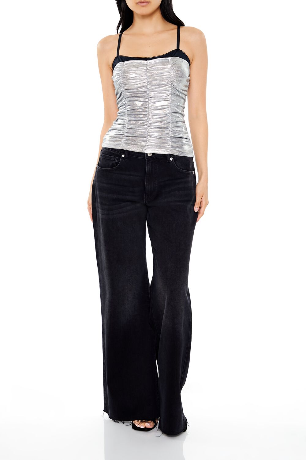 Ruched Metallic Two-Tone Cami - Image 2