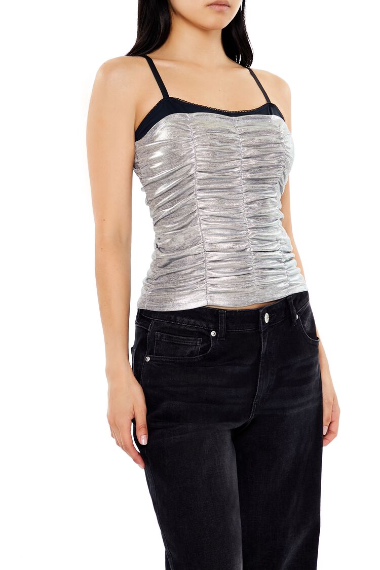 Ruched Metallic Two-Tone Cami - Image 4