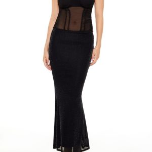 Glitter Knit Mermaid Maxi Skirt