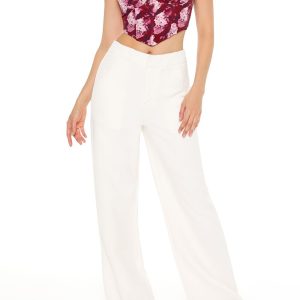 High-Rise Wide-Leg Trouser Pants