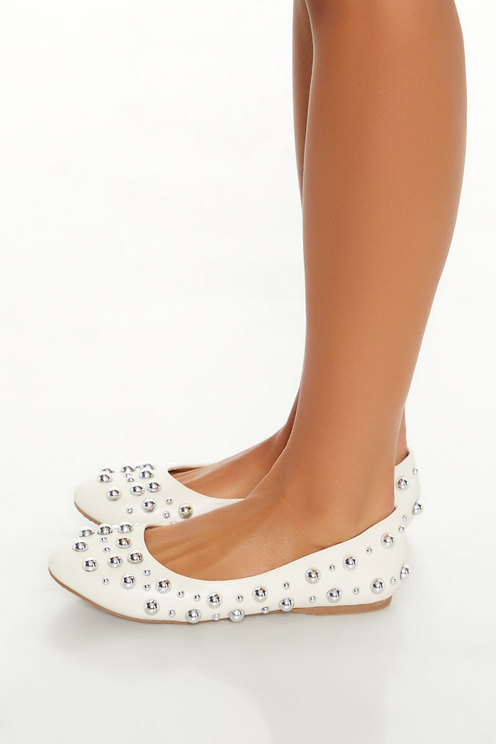 Studded Faux Leather Ballet Flats - Image 2