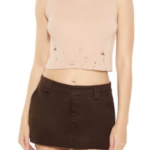 Distressed Turtleneck Sweater Vest