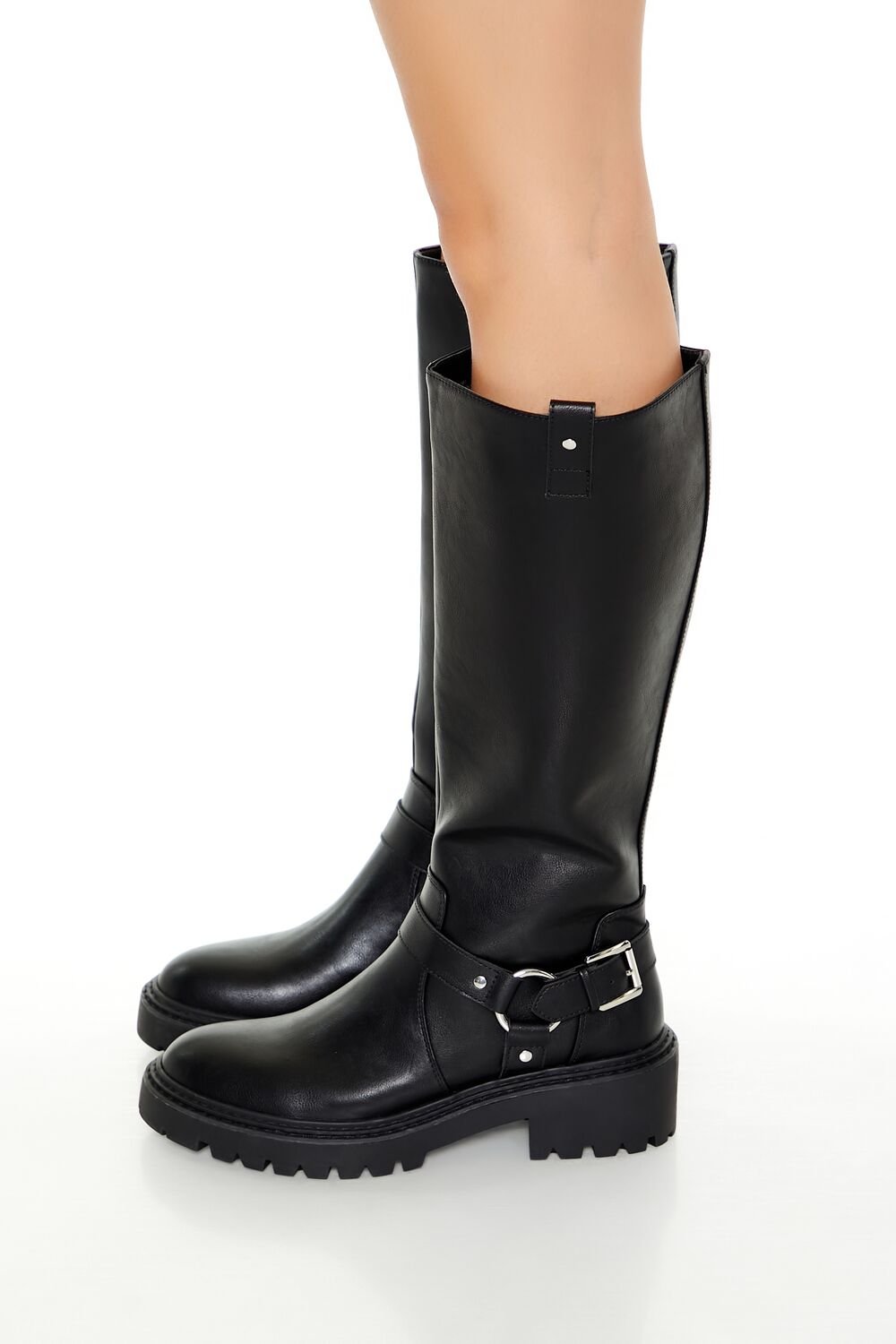 Studded O-Ring Faux Leather Boots - Image 2