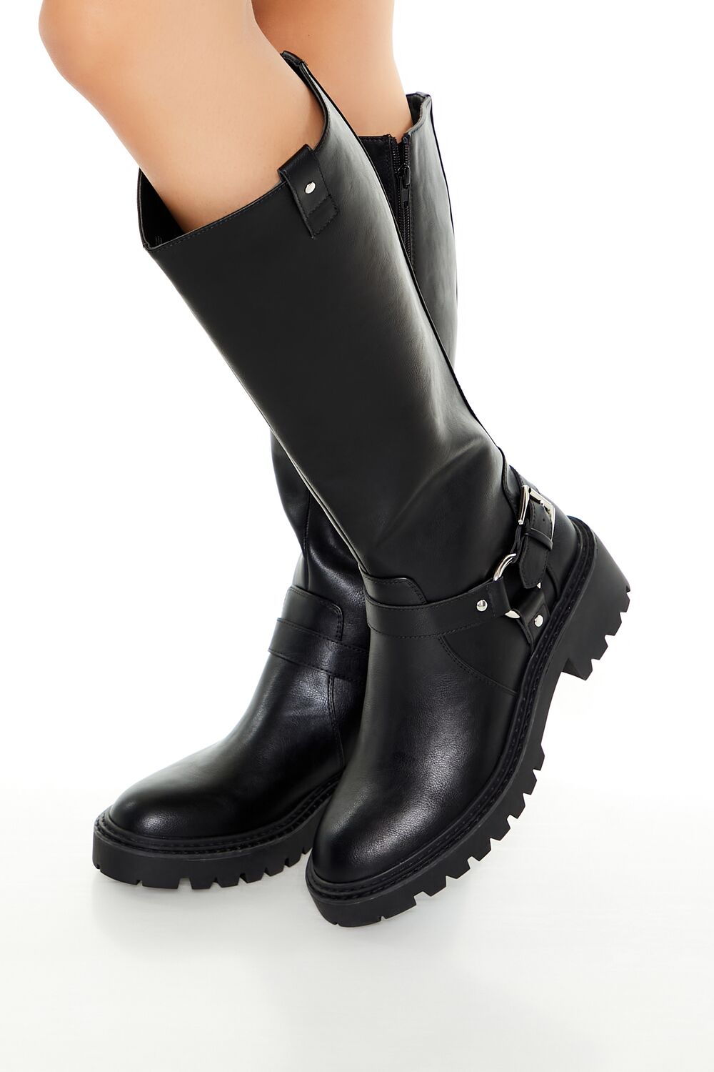 Studded O-Ring Faux Leather Boots - Image 5