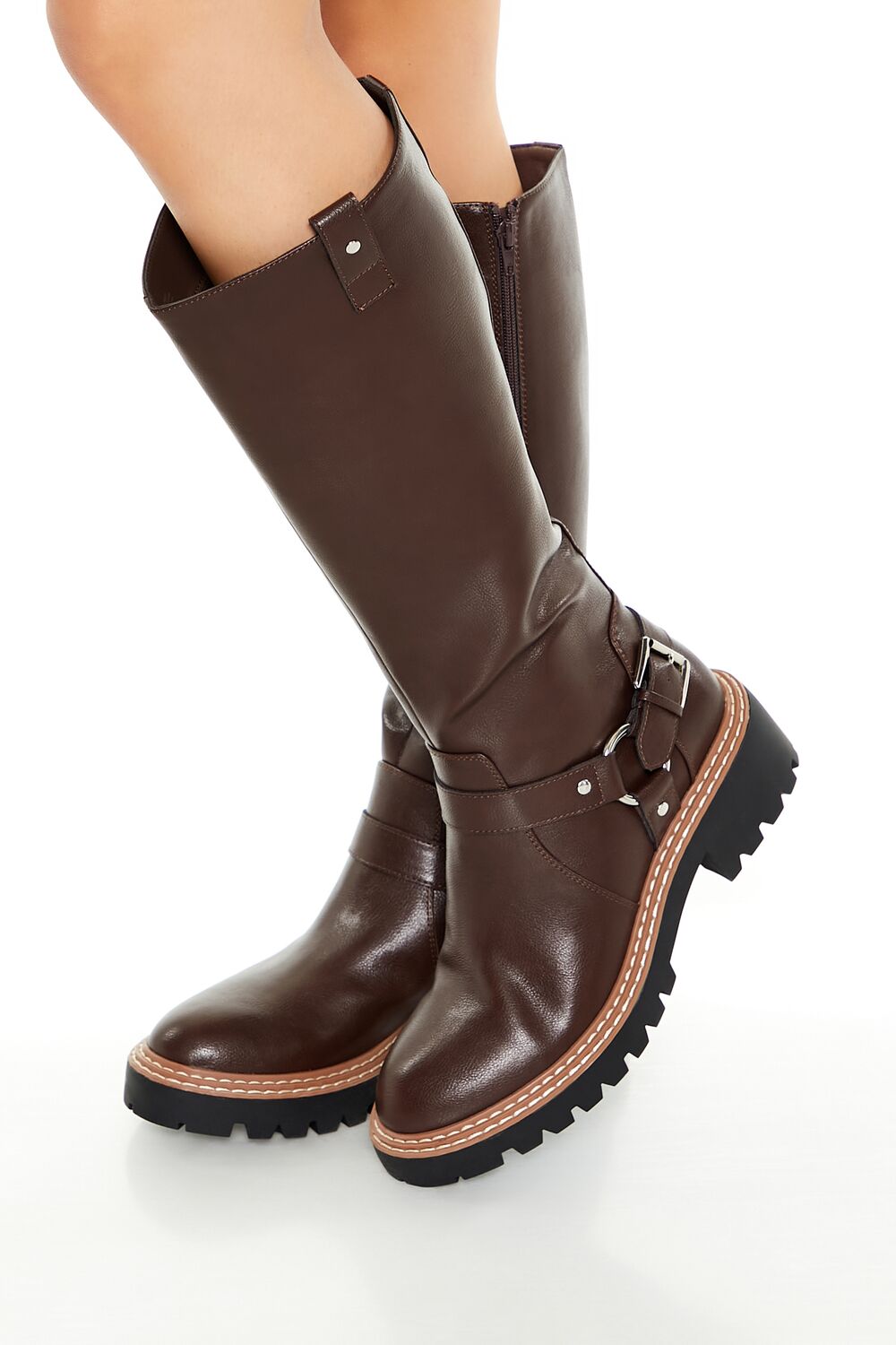Studded O-Ring Faux Leather Boots - Image 6