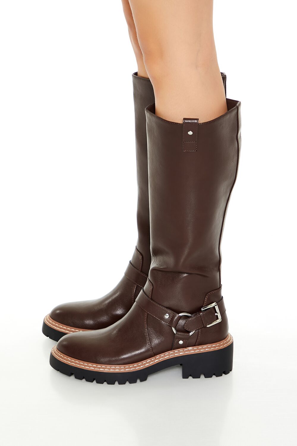 Studded O-Ring Faux Leather Boots - Image 7